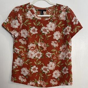 Forever 21 Rust Floral Short Sleeve Top